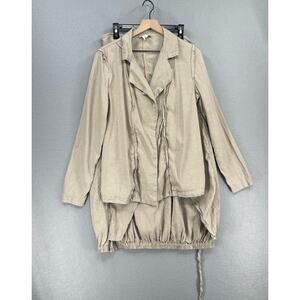 Sarah Pacini Set Womens 2 US 8/10 Tan Linen Lagenlook Jacket Skirt Boho Resort
